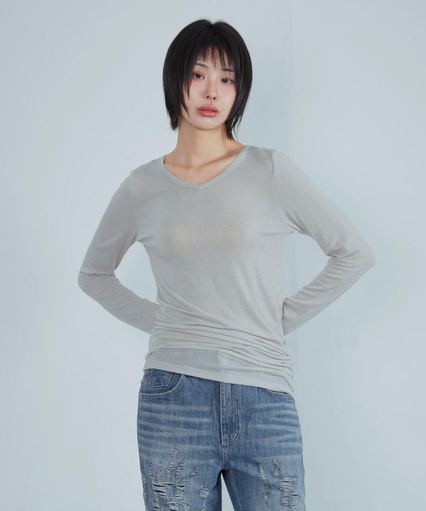 KIJIKO Ke311. Curved Sheer Tee Gray