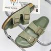 Men's and Women's Boken Slippers, Couple's Beef Suede Beach Shoes, Comfortable Spring and Summer Cork Flat Sandals, One-word Cool Slippers