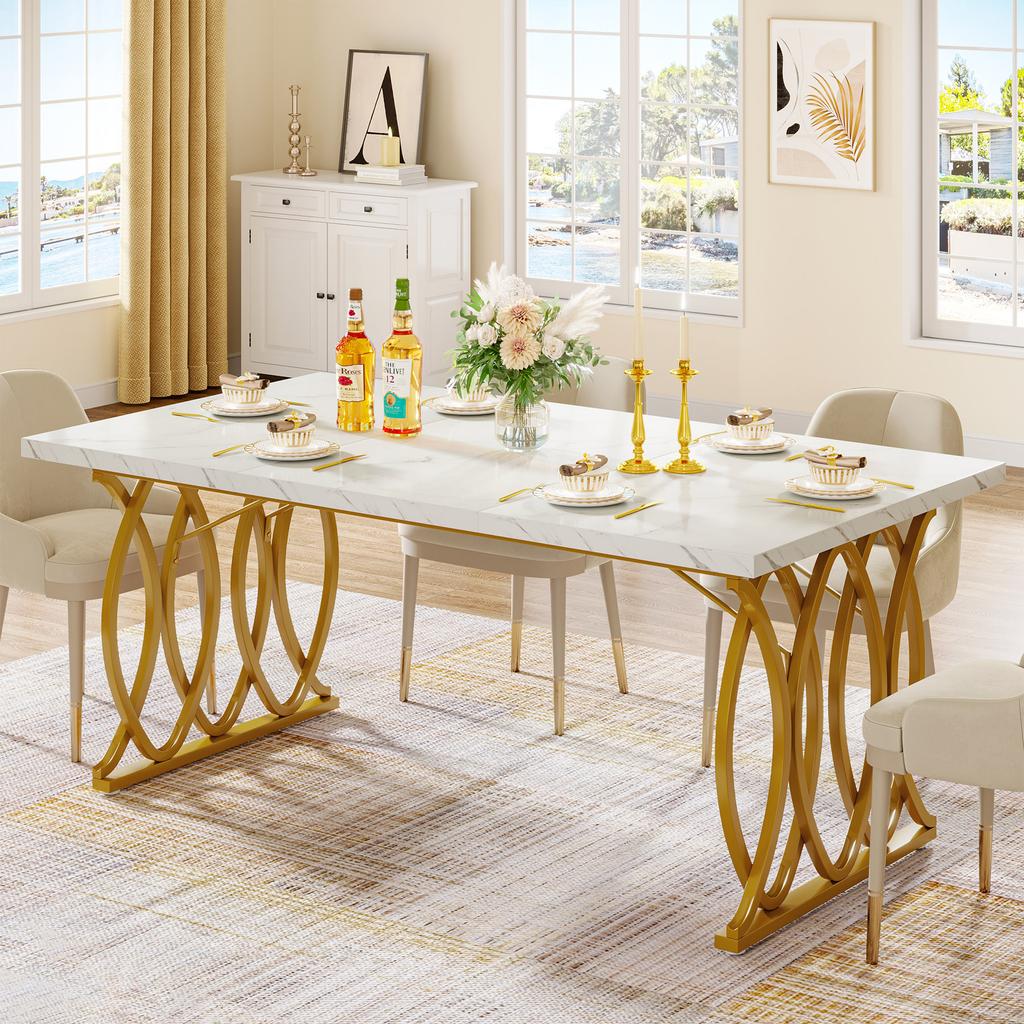 Tribesigns Modern Dining Table for 6 People, Living Room Table, 160 X 80 X 75 Cm, Rectangular Kitchen Table, Dining Table