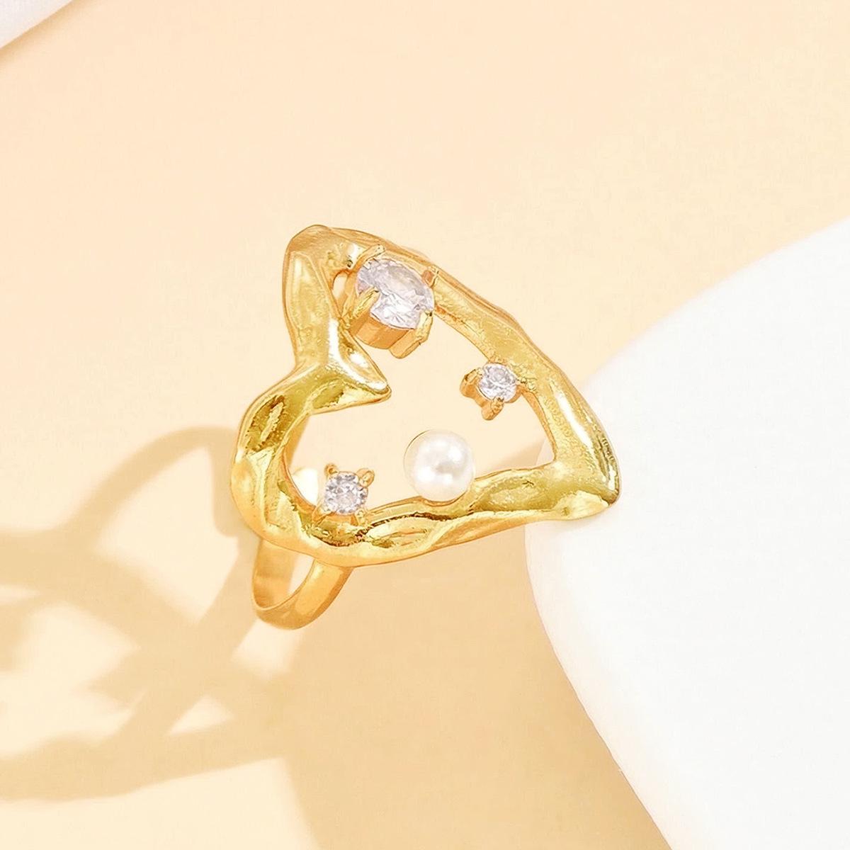 Stainless Steel Heart Ring with Colorful Zircon Stones