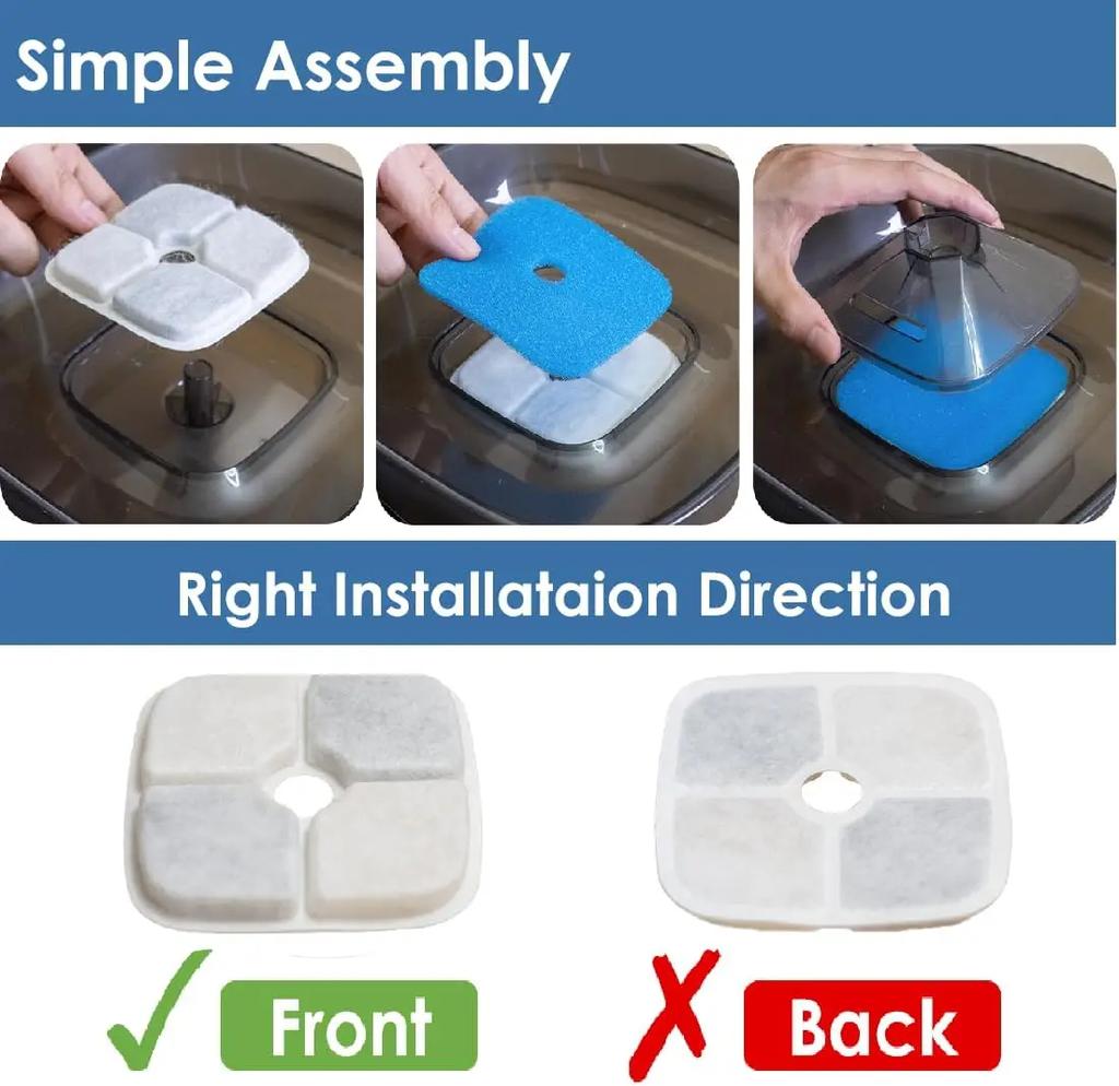 Replacement Filters for 9L 5.5L Dog Water Fountain Activated Carbon Replacement Filters Pet Dog Cat Water Dispenser Filters