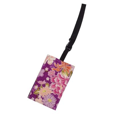Funs Equipaje de Viaje Nombre Maleta Japonesa Hecho en Etiqueta, Etiqueta, Patrón, Etiqueta, Japón, Peonía, Púrpura, VFS-561112PUR
