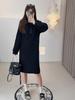 Ai Yuan 2025 Winter Plus Size Women's Loose POLO Collar Lace-up Knit Dress F716