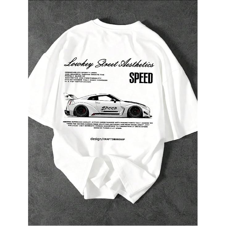 Men's Vintage Graphic T-Shirts Car Racing Short Sleeve Y2K T Shirt
