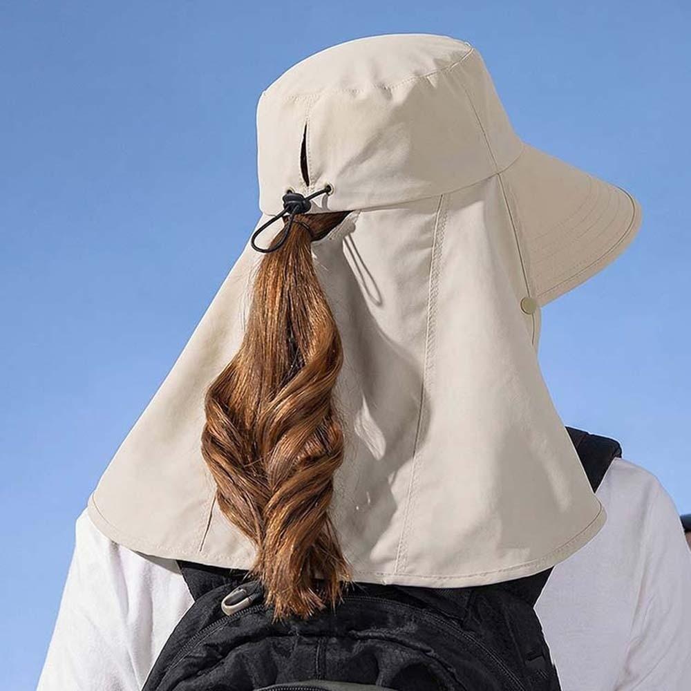 Anti-UV Mask Neck Protection Hat Solid Color Picking Tea Hat Cycling Cap Sunshade Shawl Cap  Travel