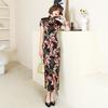 1011 New summer and autumn long cheongsam skirt women's dress slim-fit performance performance Chinese style satin