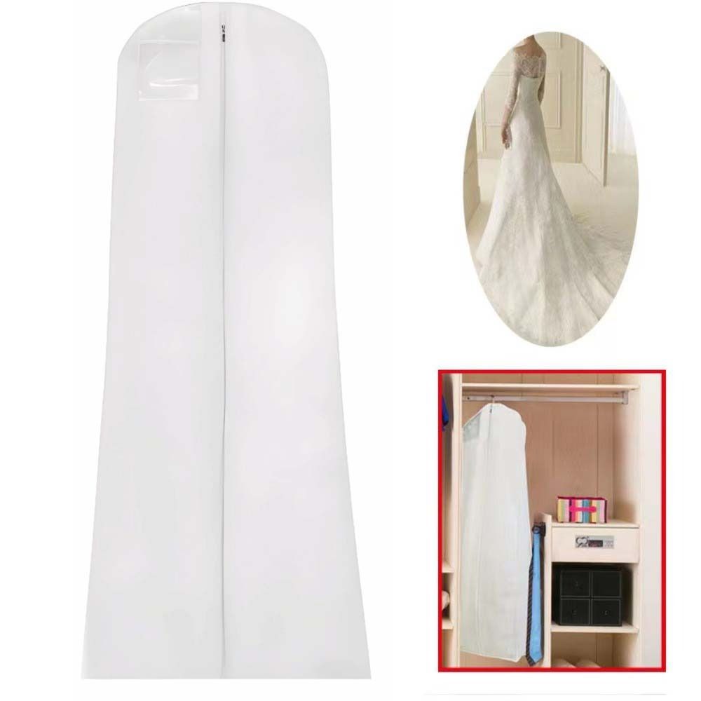 183cm Wedding Dress Garment Bag Long Storage Bag Waterproof Protective Shield with Zip Double-layer Wedding Dust Cover Bridal
