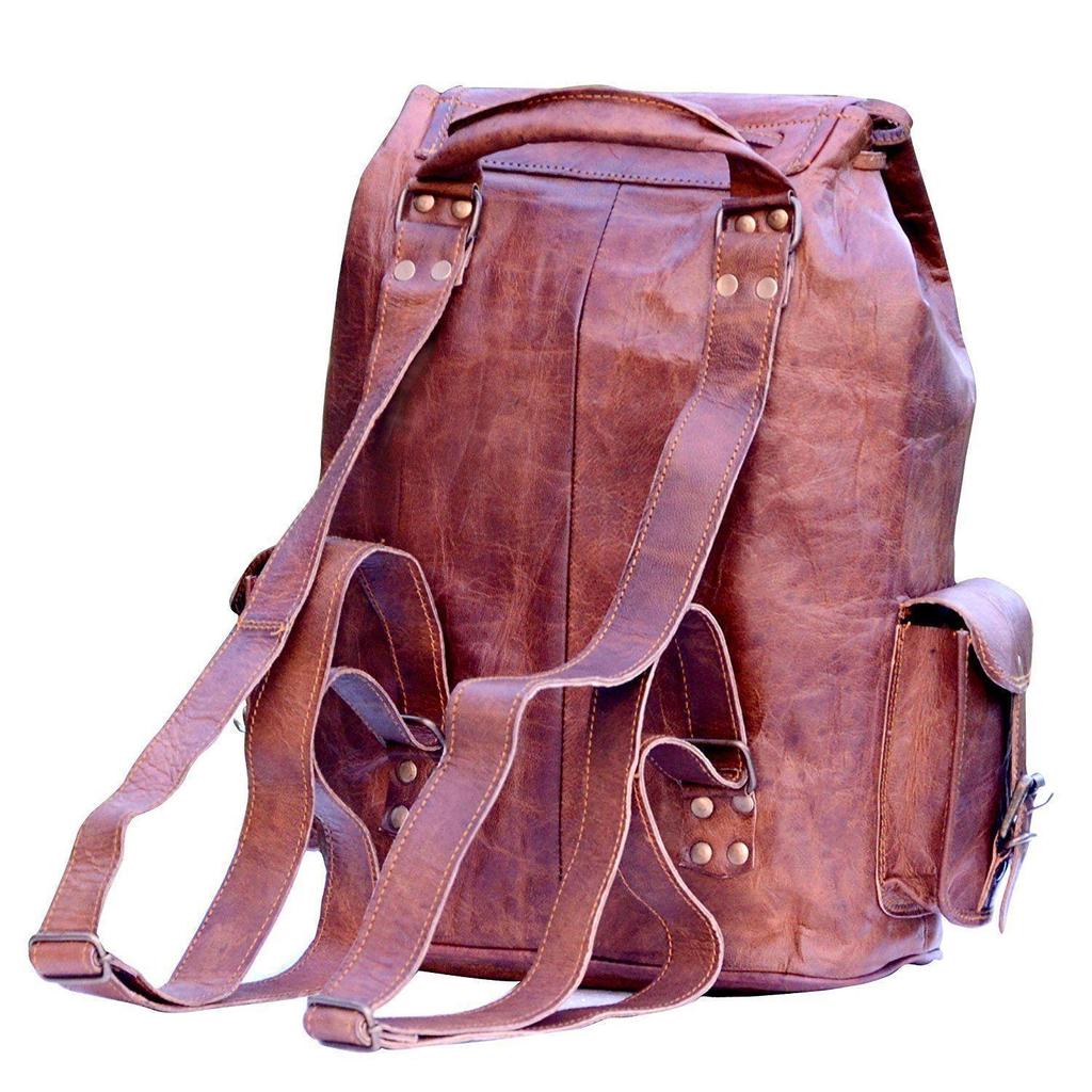 New Large Genuine Leather Back Pack Rucksack Travel Bag For Men's and Women's
