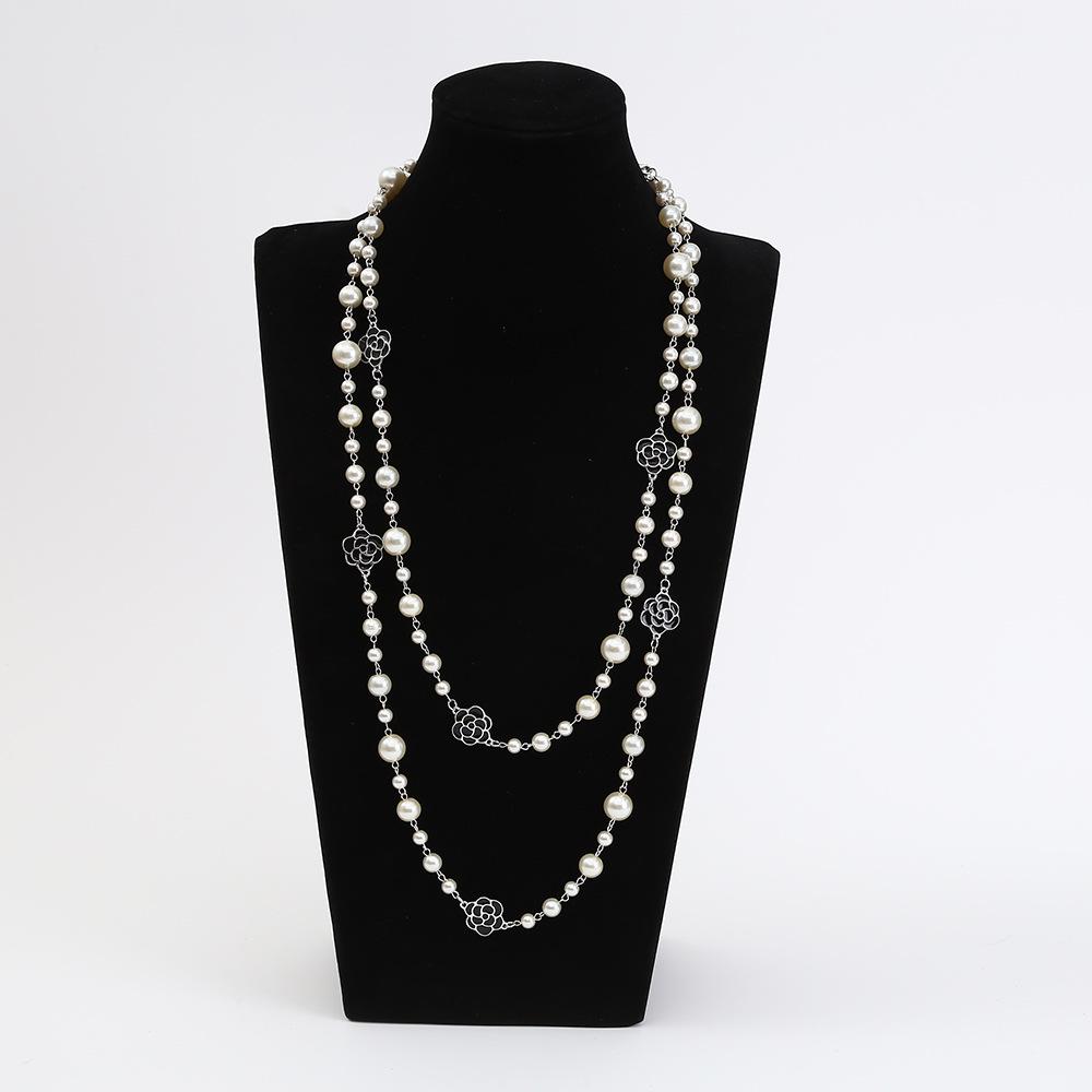 Elegant Pearl Necklace for Women - Versatile Choker & Long Sweater Chain with High-End Luxury Style