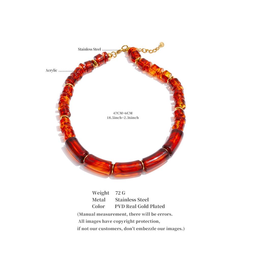 Eetit Fashion Handmade Jewelry Resin Beads Chain Statement Necklace for Women Stainless Steel Waterproof Jewelry 2025 Trendy