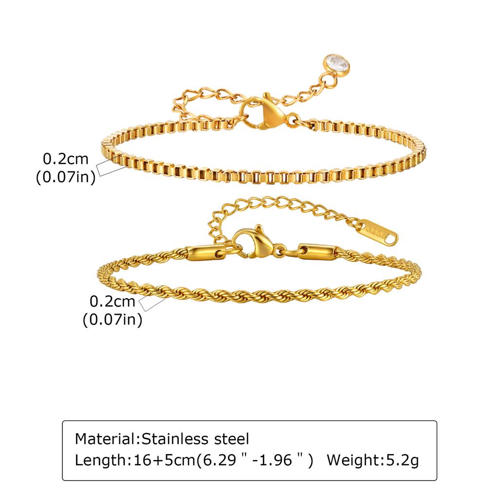 Stacking Bracelet, Gold Color Adjustable Link Chain Bracelet Set, Minimalist Women Waterproof Jewelry