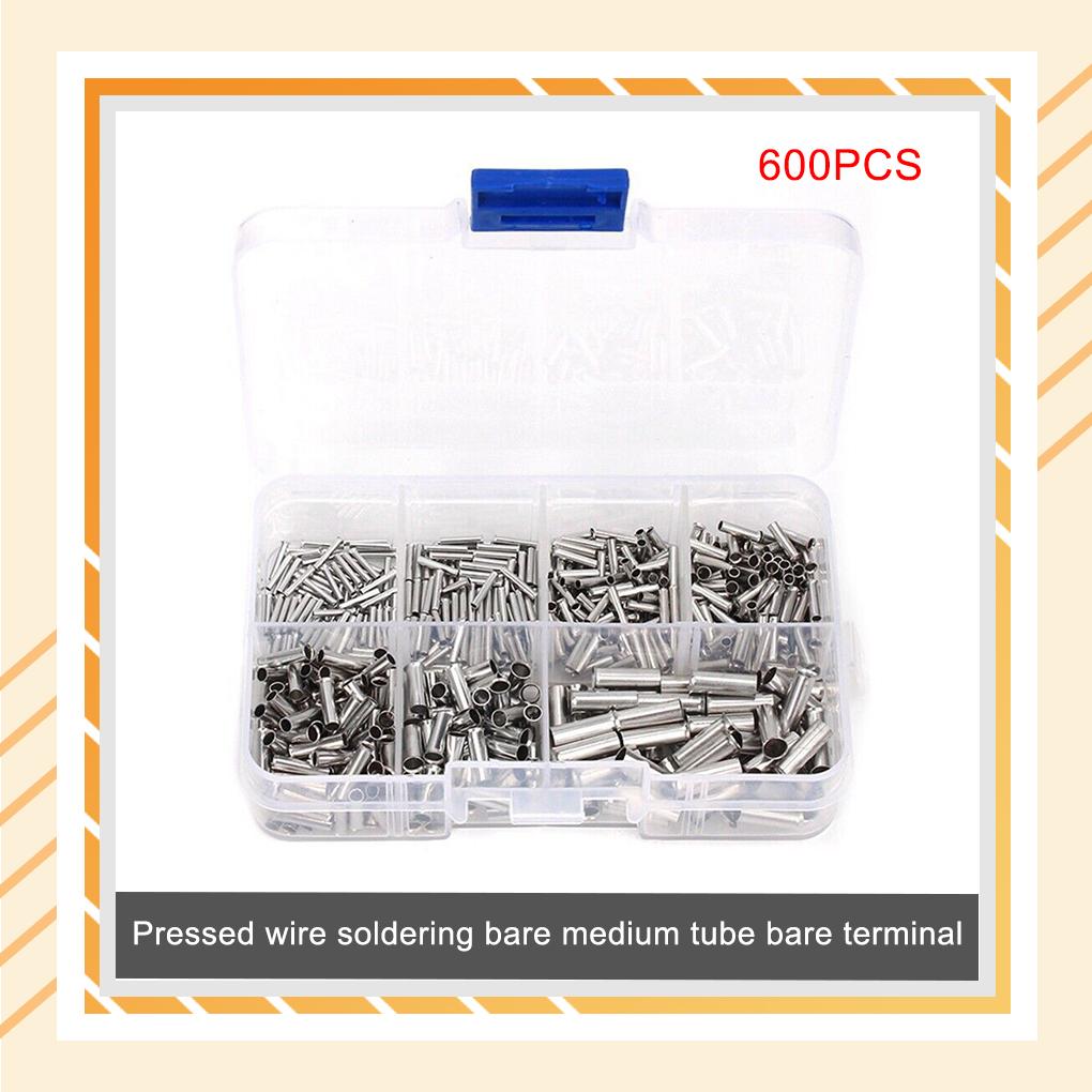 600Pcs 0.5mm²-6mm² Crimping Terminals Waterproof Ferrules Cable Terminal Pressed Wire Welding Connecting Suit