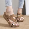Mode Damen Keil Retro Zehenclip Plateau Pantoletten Frau Sommer 2024 Rutschfeste Flip Flops Damen Outdoor Strand Pantoletten Übergröße 43