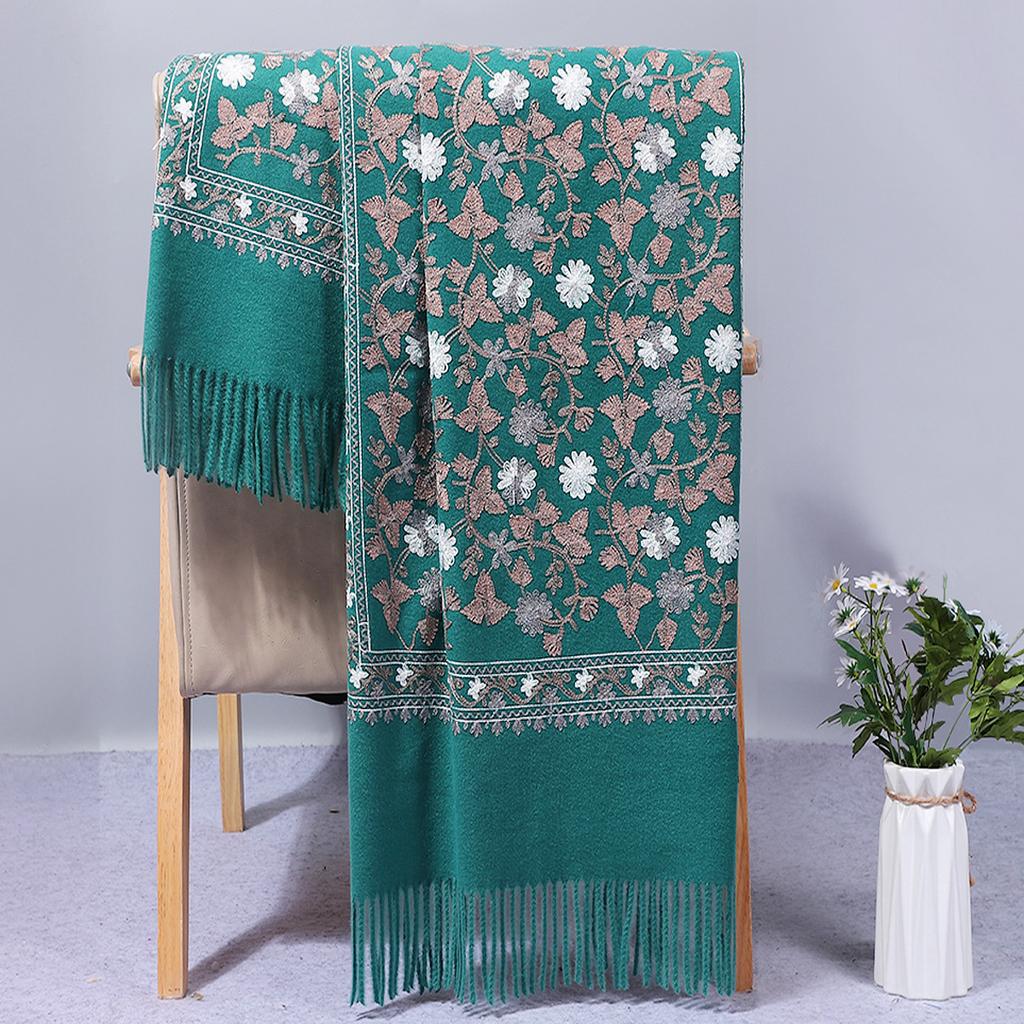 Ethnic style embroidered new autumn and winter knitted faux cashmere scarf for women, thickened paisley embroidered shawl from Lijiang