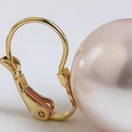 1 Pair Faux Pearl Dangle Earrings for Women, Gold Plated Drop Earrings, Large Faux Pearl Huggie Hoop Earrings