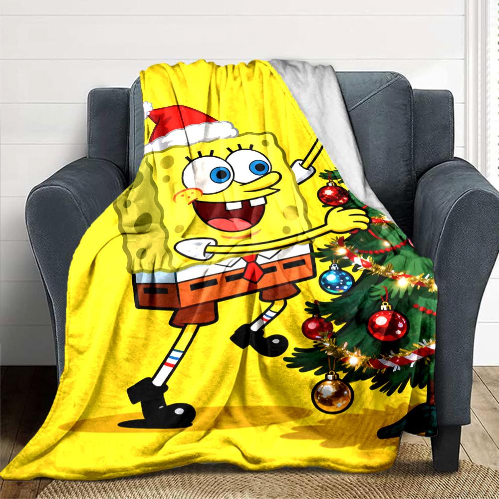 Christmas Spongebob Celebration Blanket Soft Throw Blanket For Home Bedroom Bed Sofa Travel Office Solid Christmas Blanket