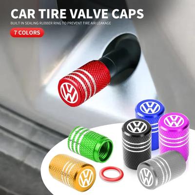 Automobile Tire Inflation Nozzle Cover Bolt-in Aluminum Theftproof Valve Caps For Volkswagen Jetta MK5 Golf Passat 3B7 601 171