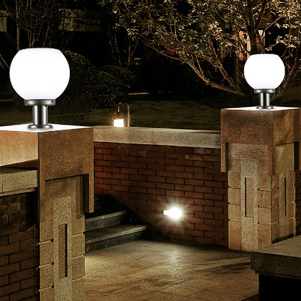Street Lamp with Acrylic Round Ball Courtyards Modern Solar Powered Outdoor Yard Wall Column Lighting Accessories