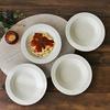 Dolce duo Curry Plates, Pasta Plates, Soup Plates, White and Ivory Rimmed Plates, Set of 4, Gift Idea, Solid Color, Made in Japan, DAM-249
