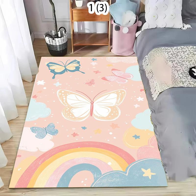 

Cute Cartoon Theme Carpet Mat Rug Home Decoration Sun Rainbow Cloud Pattern Pink Background Floor Decor Kids Room 40X60cm