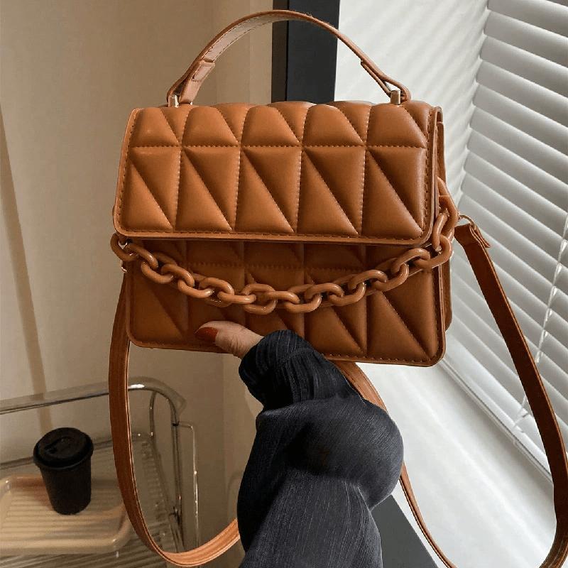 Mini Casual Quilted Crossbody Bag with Magnetic Closure and Adjustable Strap Small Handbag Tote Shoulder Bag for Women Daily Use