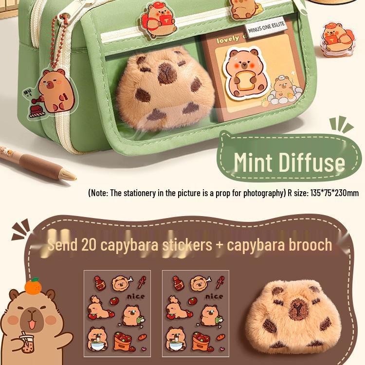 Capibara Velkokapacitní Průhledné Pouzdro na Tužky Odolné Proti Nečistotám, Roztomilé a Stylové pro Studenty Středních Škol