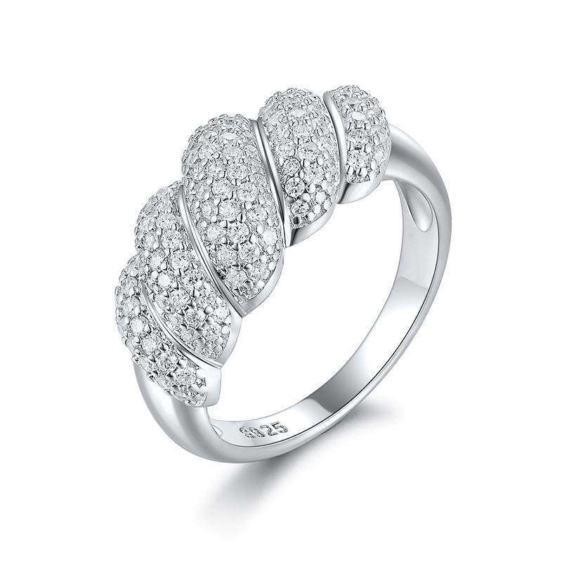 S925 Silver Moissanite Women s Hip Hop Cuban Ring - European & American Popular Fashion Size 5