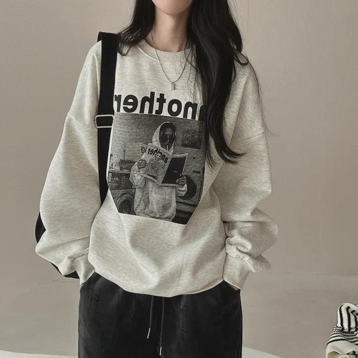 

Женская бархатная толстовка с круглым вырезом и надписью в корейском стиле — с длинными рукавами, повседневная, новинка весны/осени 2024 г. Medium