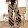 women's Casual Geometric Print Elastic High Waist Self Tie Wide Leg Long Trousers Summer Beach Palazzo Pants