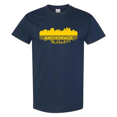 Anchorage Alaska Skyline - State City Hometown Pride T Shirt - Navy