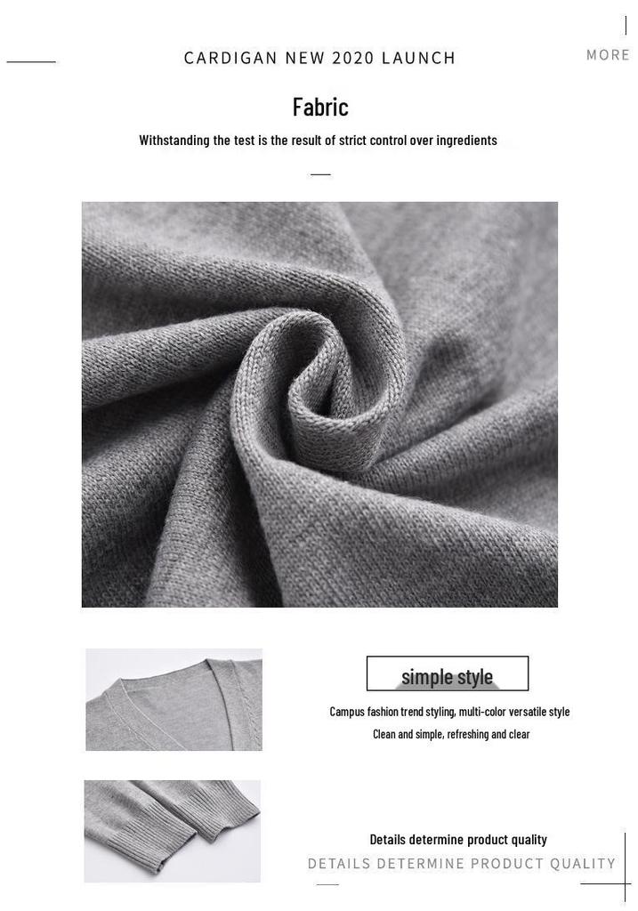 Japanischer Herbst/Winter V-Ausschnitt JK Cardigan: Pullover im Akademiker-Stil mit langen Ärmeln