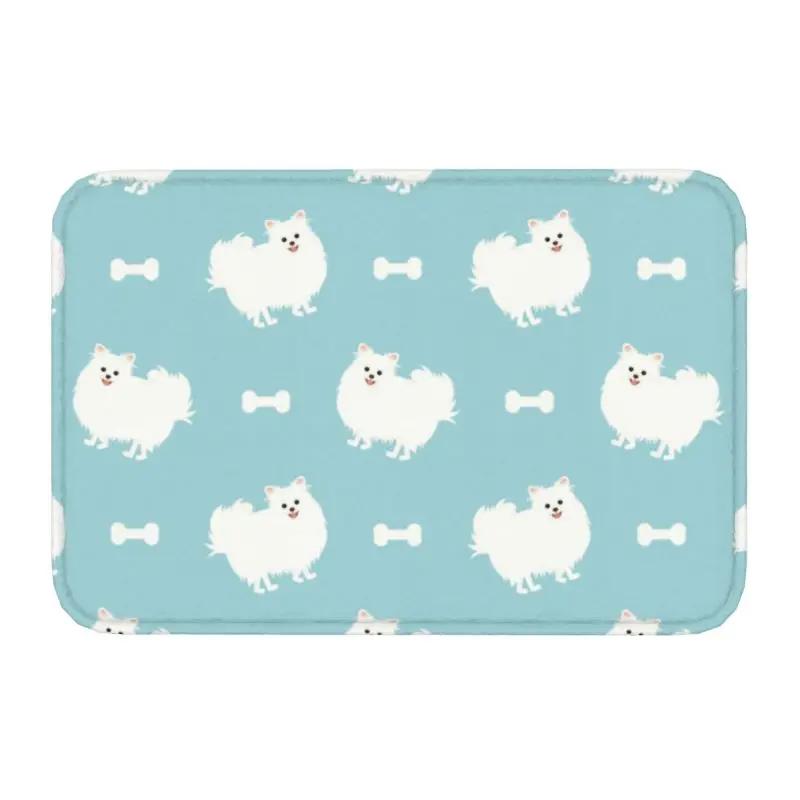 Pomeranian Dog With Summer Leaf Doormat Non-Slip Kitchen Bathroom Mat Garden Garage Floor Door Entrance Carpet Rug