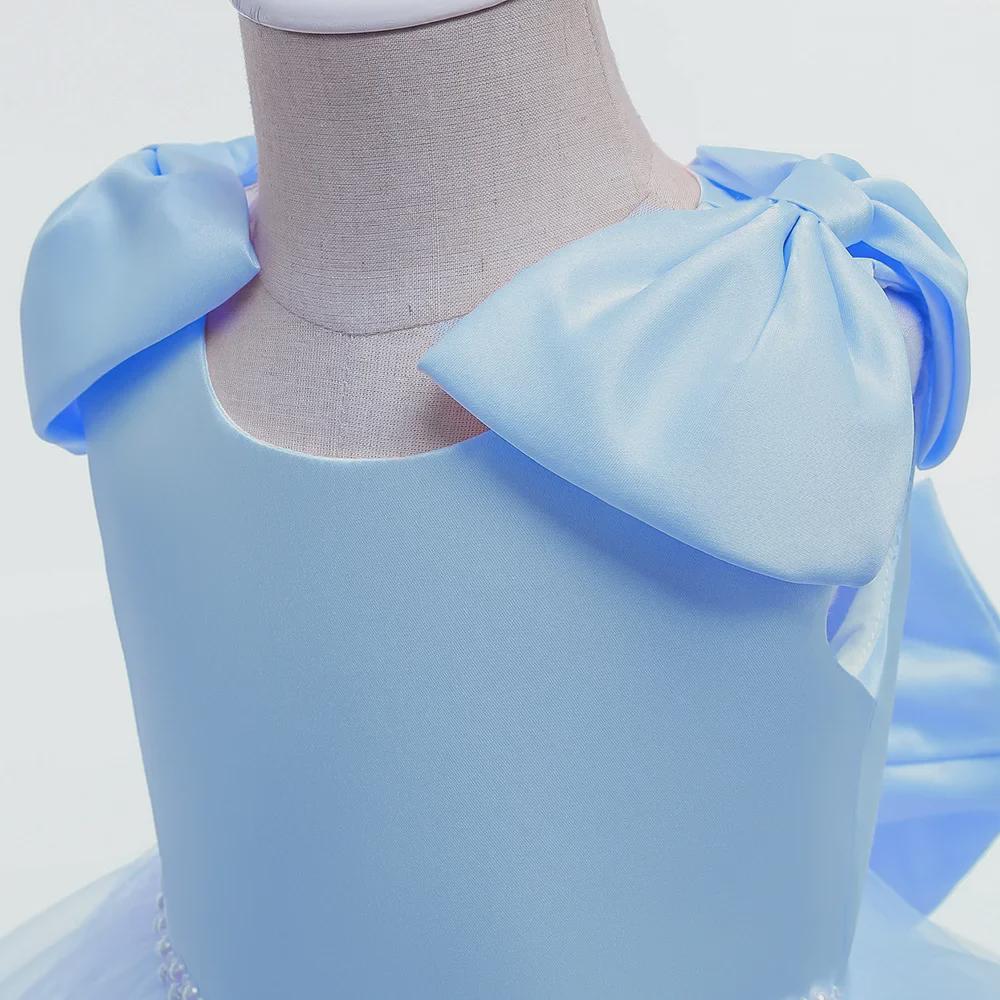 Girls' Satin Beaded Princess Dress - Children's Cake Mesh Evening Gown