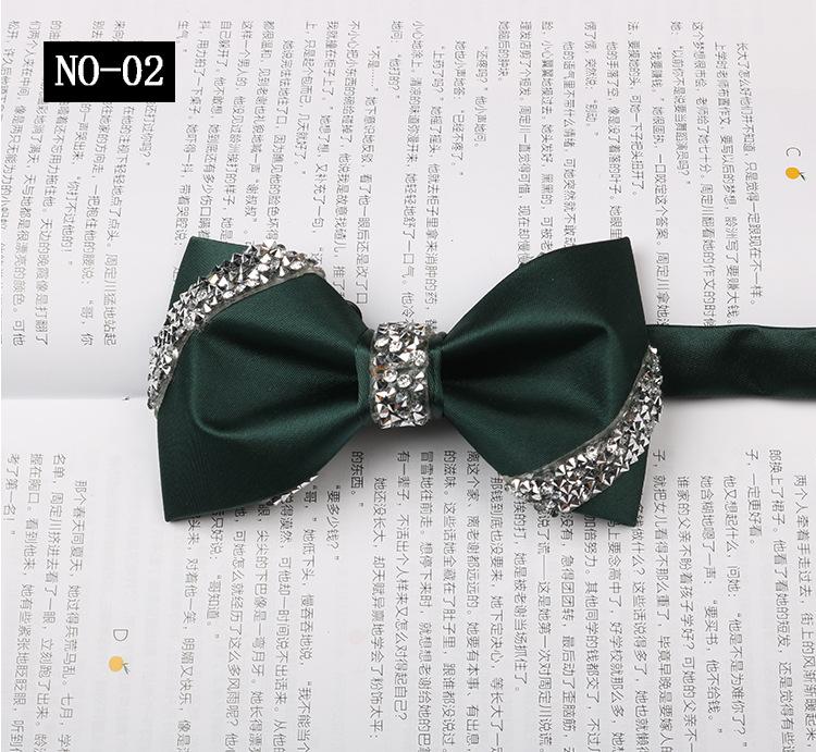 Sticky Diamond Bow Tie Men'S Solid Burgundy Wedding Groom Banquet Host Satin Bow Bow