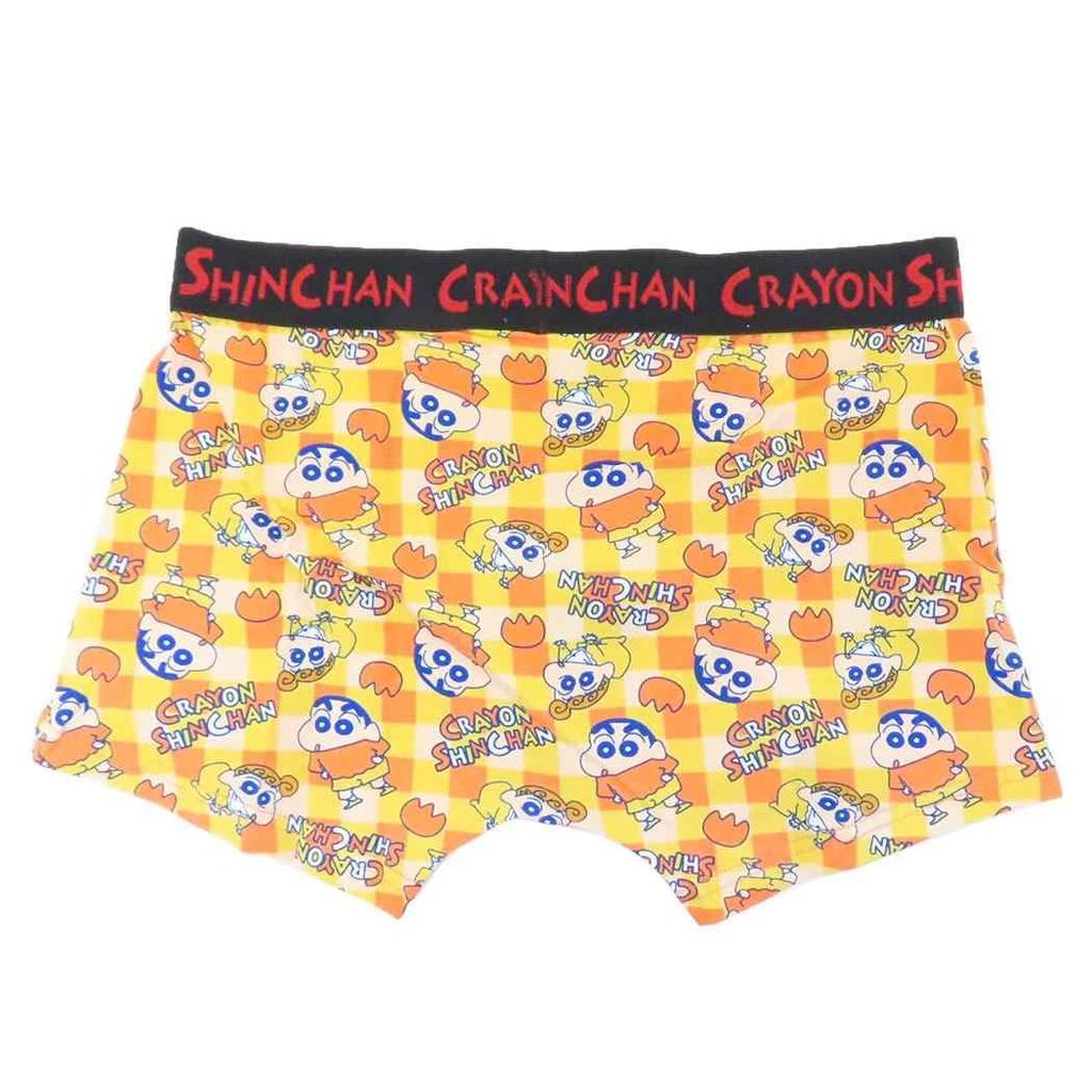 Small Planet Crayon Shin-chan Men's Boxer Briefs, Check Pattern, Size M