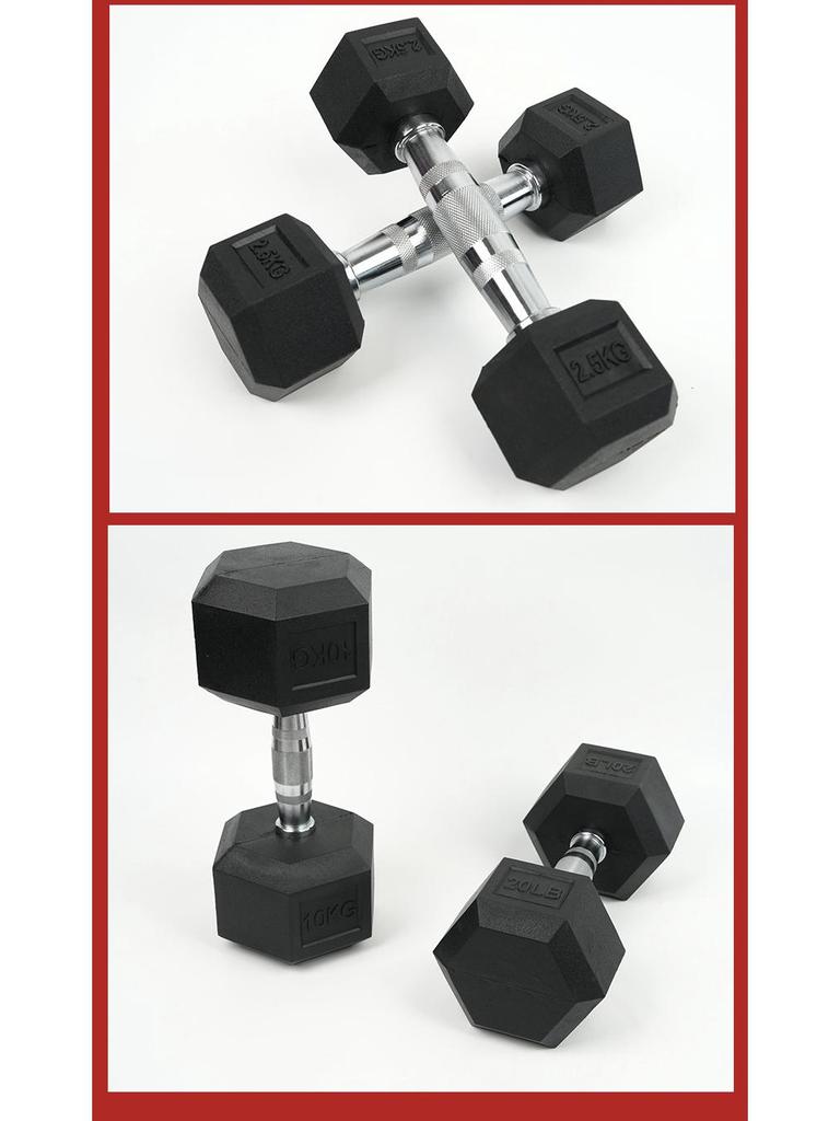 Hexagonal Fixed Dumbbell with Rubber Coating for Commercial Gyms - Ideal for Personal Trainers and Arm Strength Training.