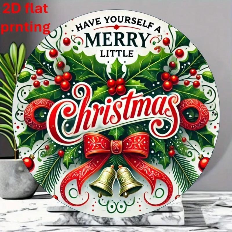 Vintage Christmas Metal Wall Art Red Green Holiday Sign Home Bar Decor Gift