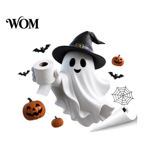 Waterproof PVC Toilet Stickers Halloween Sticker, Ghost And Skeleton Print Decals, Easy Removable Seat Art Peel Stick Spooky Stickers, for Bathroom