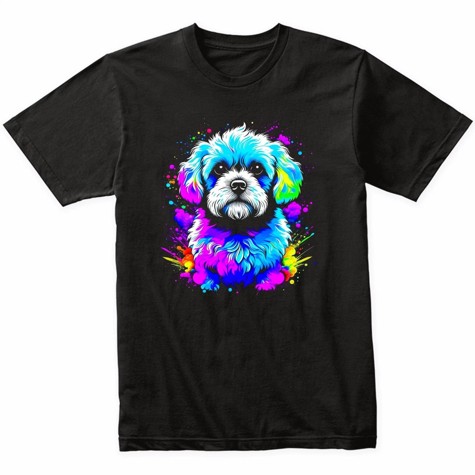 Bichon Frise Psychedelic Dog Art T-Shirt - Bichon Frise Owner Gift XL