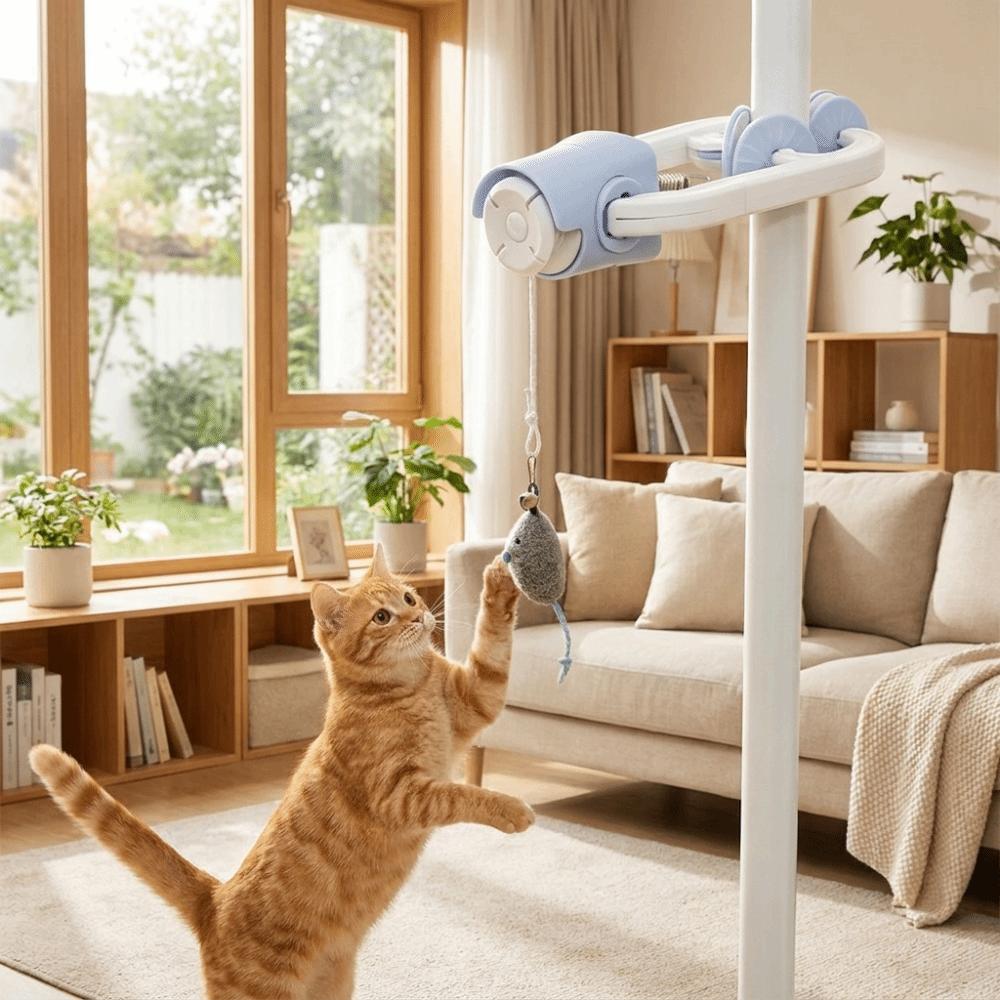 Auto Swing Hanging Door Cat Elastic Retractable Electric Lifting Pet Feathers Auto-Rebound Interactive Cat Indoor Cats
