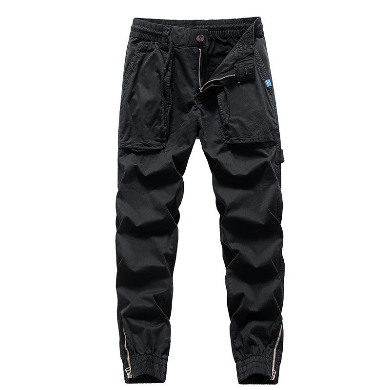 New men's overalls tied feet outdoor sports trendy men's trousers high street casual loose straight trousers