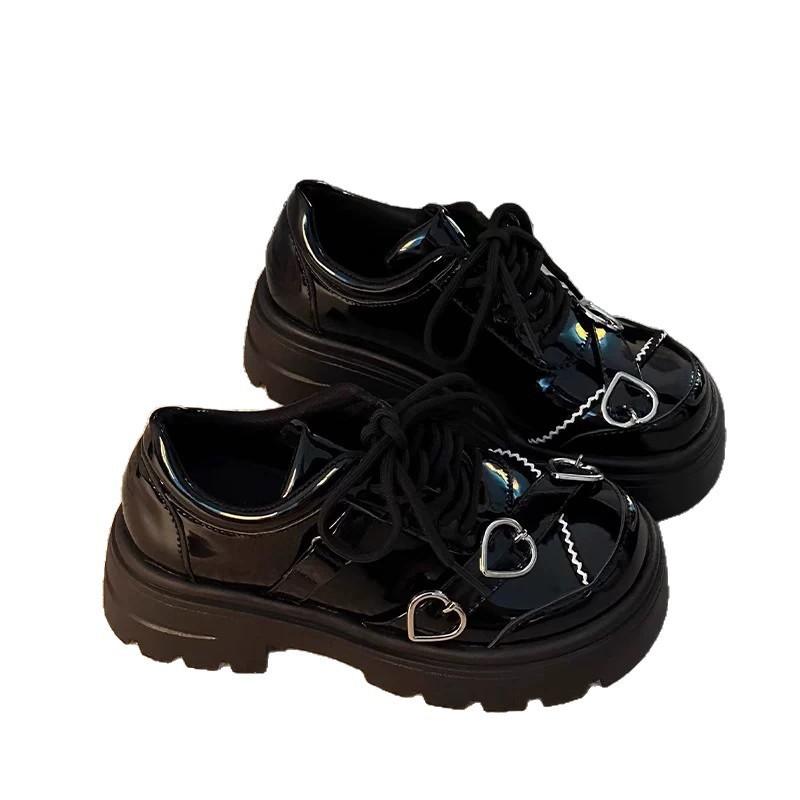 Youth style shoes Girls Black PU Leather School Shoes Fall Kids Formal Occasion Slip-On Style With Rubber Sole