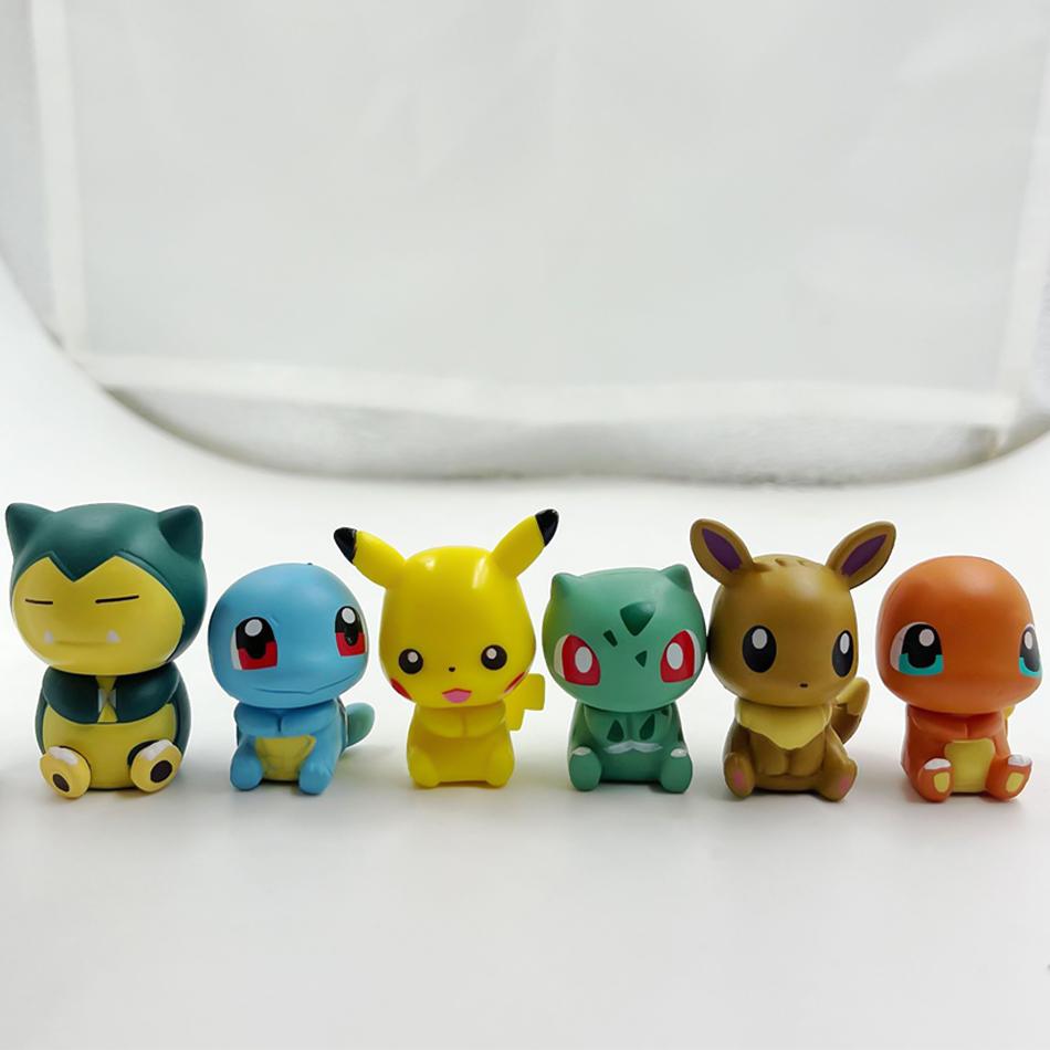 6Pcs Figurine Pikachu Charmander Squirtle Animation Model Toys Collectible For Young Boys Girls Kids Small Statue Action Figure Toy
