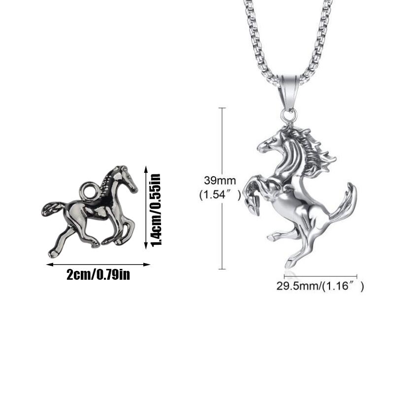 Vintage Horse Necklaces Long Chains Animals Pendant Necklace For Men Women Hip Hop Punk Horse Necklace