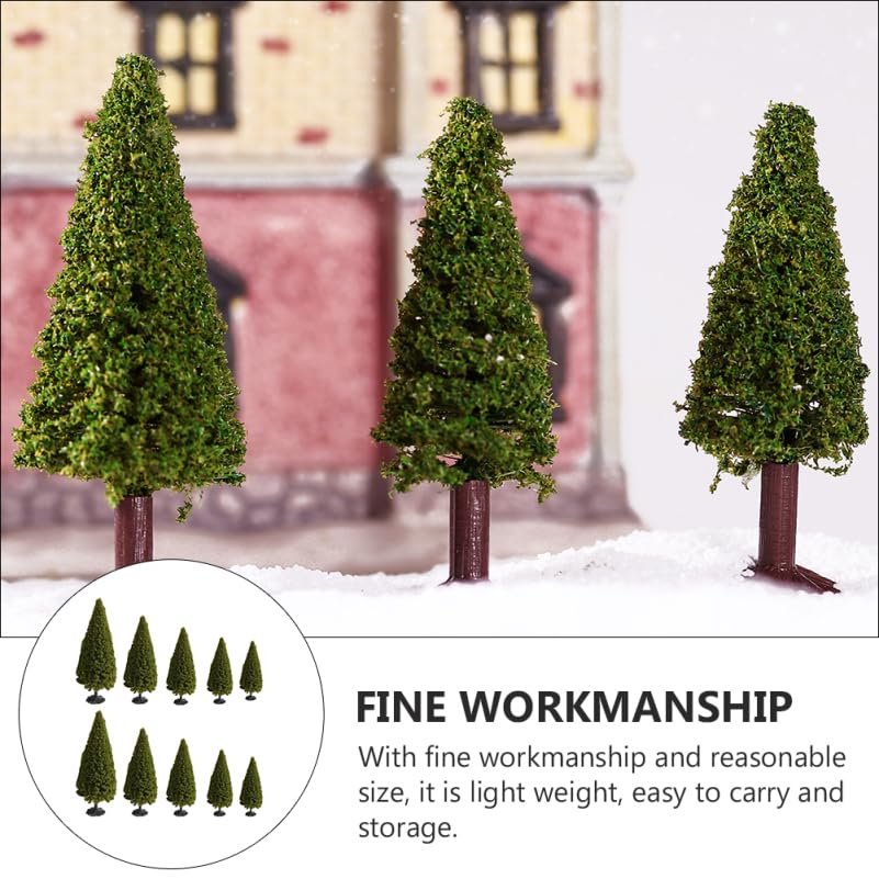 Cabilock 10pcs Sandbox Pine Trees Micro Landscape Material Construction Pine Tree Model Sand Table Decoration Lightweight and Portable Mini