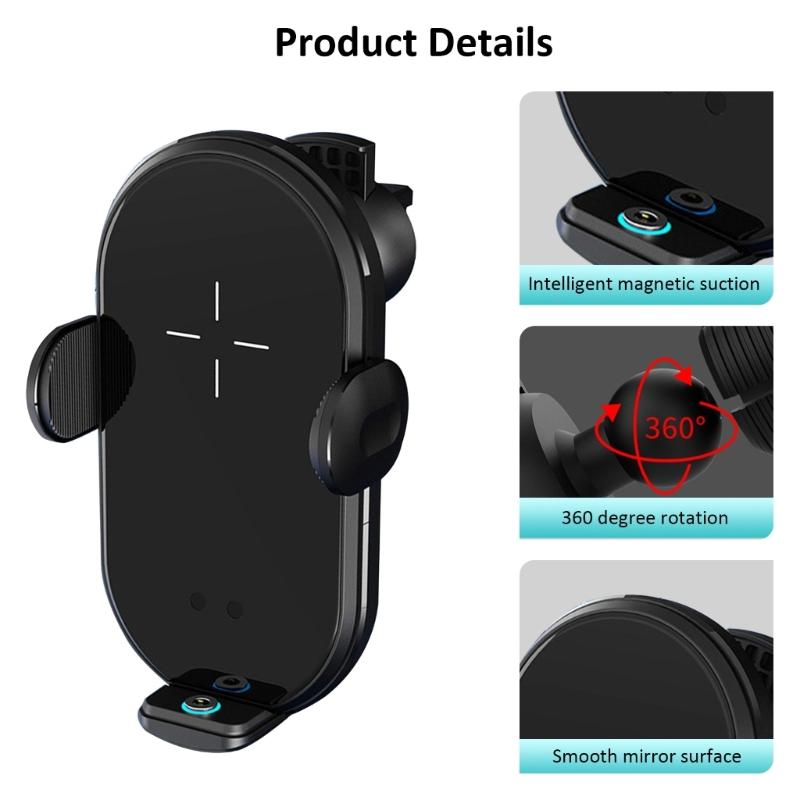 15W Magnetic Charging Holder for 15 14 13 12 Glass Panel Stand Auto Clamping Car Air Vent Phone Wireless Charging Stand