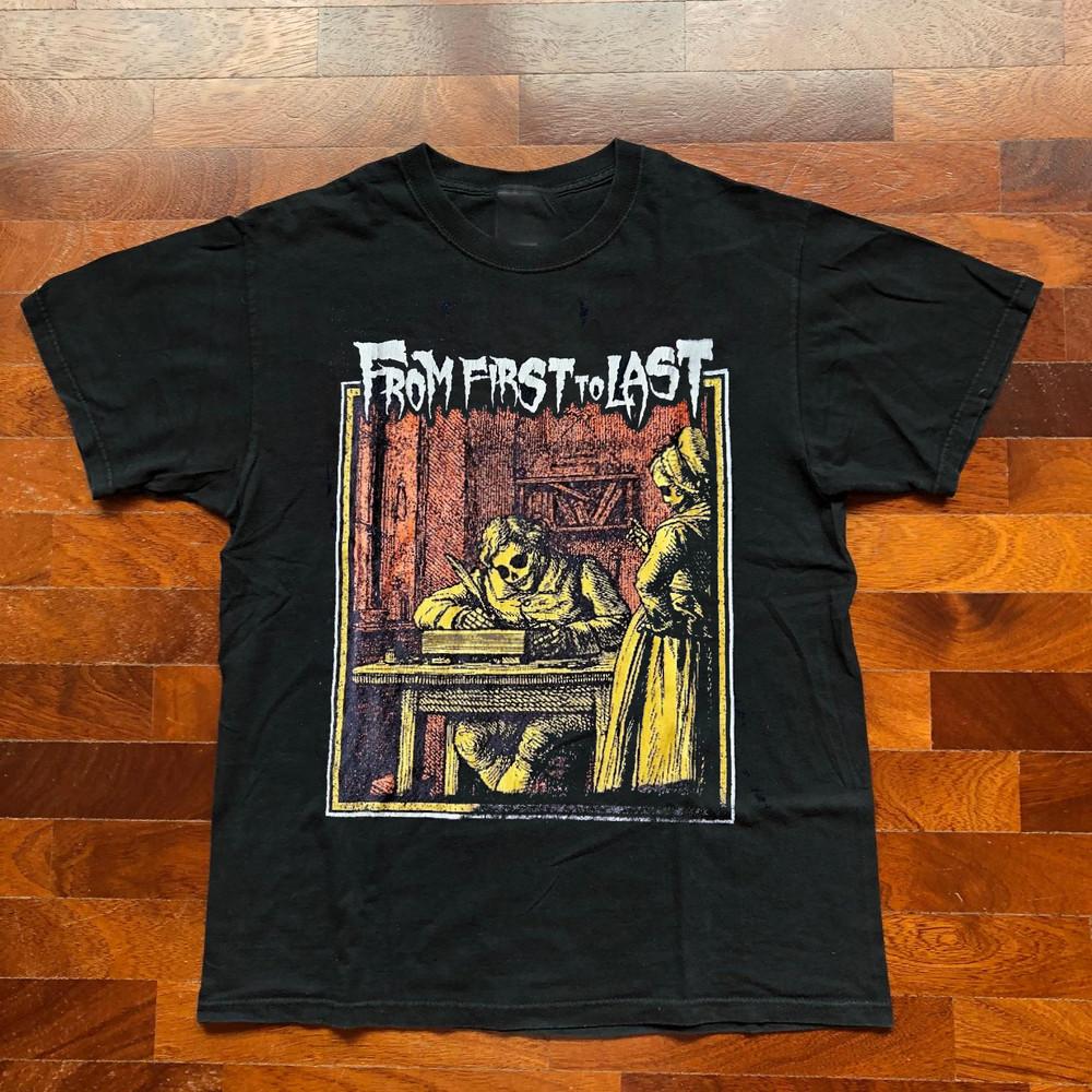 Vintage From First To Last Band Short Sleeve Cotton Black All Size Shirt Unisex T-Shirt XXL