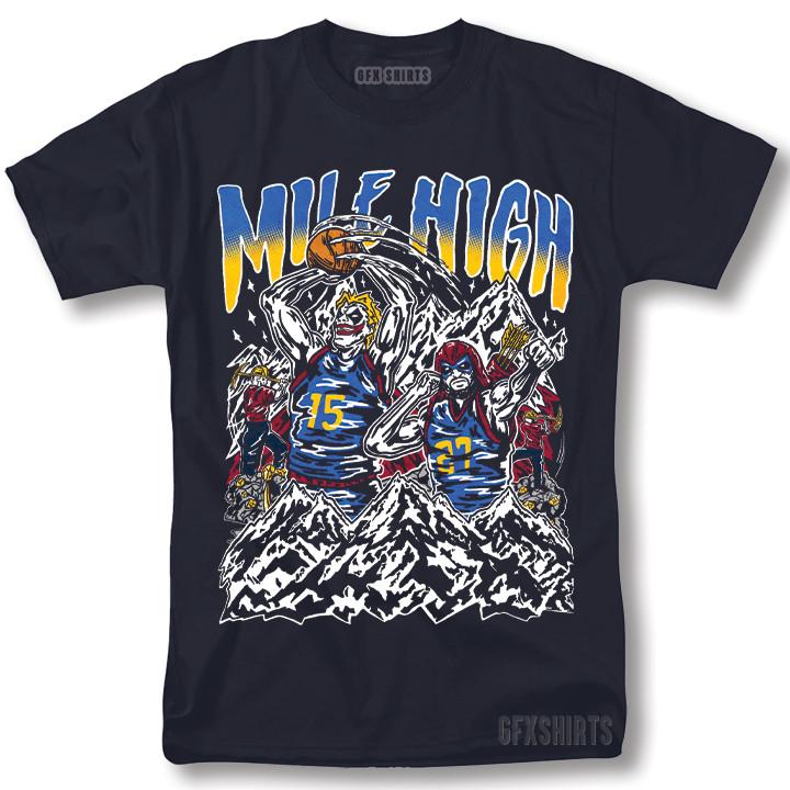 Denver Nuggets Mile High Shirt Vintage Style Graphic Design T-shirt S