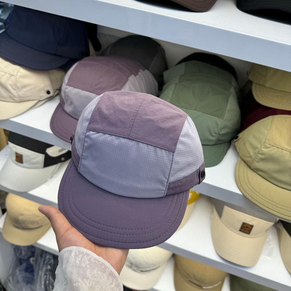 Splicing Quick-drying Dad Hat Breathable 5-panel Baseball Cap Casual Flat-brimmed Cap  Summer