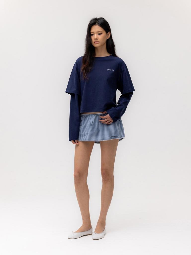 GLOWNY G Double Sleeve Letter Tee (Navy)